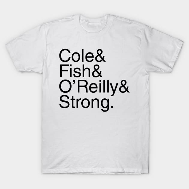 Undisputed Era Helvetica Cole Fish O'Reilly Strong (black text) T-Shirt by Smark Out Moment